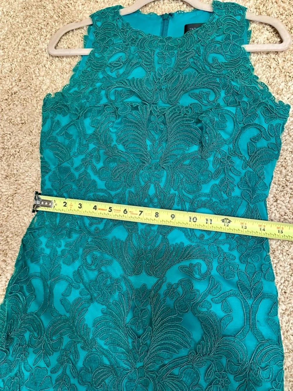 NWT Tadashi Shoji Emerald Lace Sleeveless Mini Dress - Picture 10 of 12